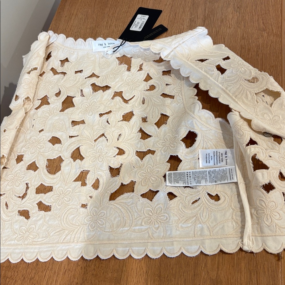 rag & bone Cream Floral Cutout Button Front Vest - Picture 5 of 5